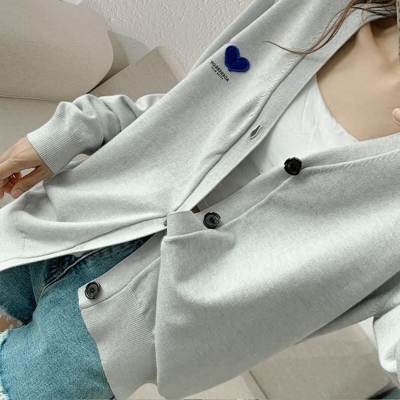 Korejska verzija visokokvalitetnog pletenog džempera za muškarce i žene široki gornji kaput s ljubavnim vezom za par s V-izrezom