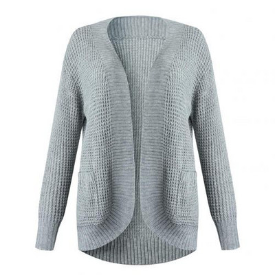 Νέα φθινοπωρινή χειμερινή μακρυμάνικη πλεκτή ζακέτα Γυναικεία αφράτη πουλόβερ με πανωφόρι τσέπη Παλτό Γυναικείο τζάκετ Κορεατικό βασικό πουλόβερ μαύρο