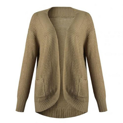 Νέα φθινοπωρινή χειμερινή μακρυμάνικη πλεκτή ζακέτα Γυναικεία αφράτη πουλόβερ με πανωφόρι τσέπη Παλτό Γυναικείο τζάκετ Κορεατικό βασικό πουλόβερ μαύρο