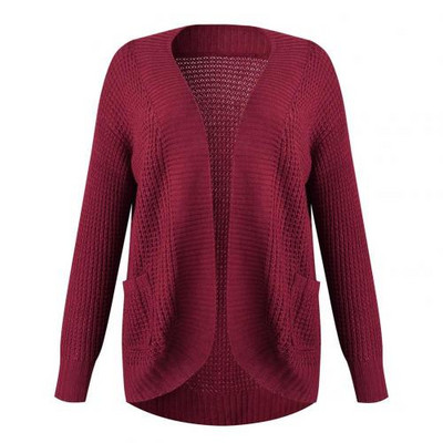 Νέα φθινοπωρινή χειμερινή μακρυμάνικη πλεκτή ζακέτα Γυναικεία αφράτη πουλόβερ με πανωφόρι τσέπη Παλτό Γυναικείο τζάκετ Κορεατικό βασικό πουλόβερ μαύρο