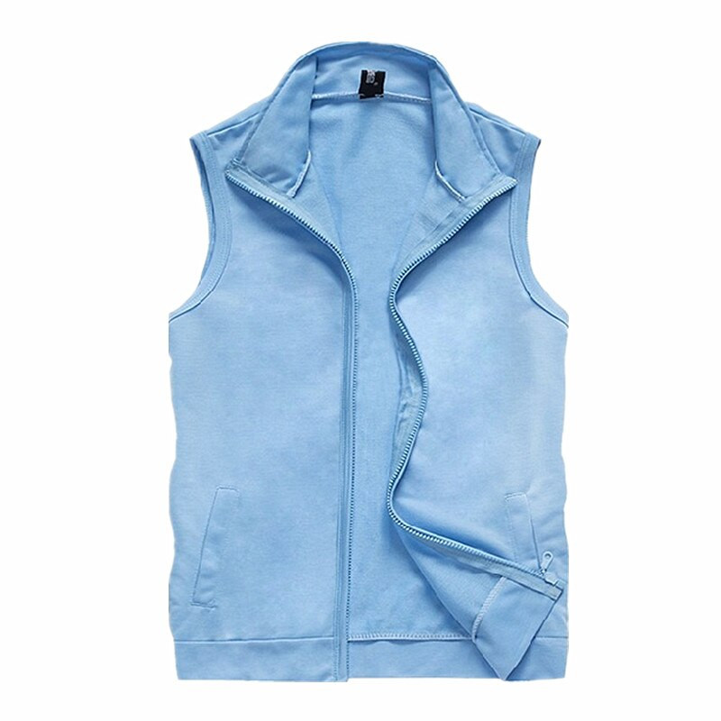 Balta jaka bez piedurknēm Pavasara vasaras statīvs apkakles augšējais mētelis Lielizmēra Tank Jaqueta modes gadījuma tops melns zils pelēks