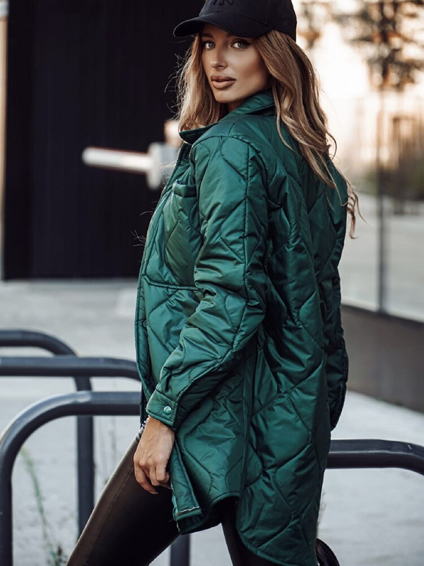 Stepēts mētelis sieviešu ikdienas Parka rudens virsdrēbes, polsterētas pogas, garām piedurknēm, modes ielas ikdienas jaka