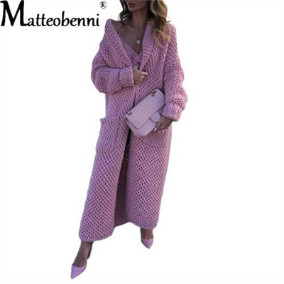 Γυναικείες ζακέτες μονόχρωμες μακρυμάνικο πλεξούδα πλεκτό παλτό πουλόβερ Παλτό Φαρδύ casual γυναικεία μάξι πουλόβερ