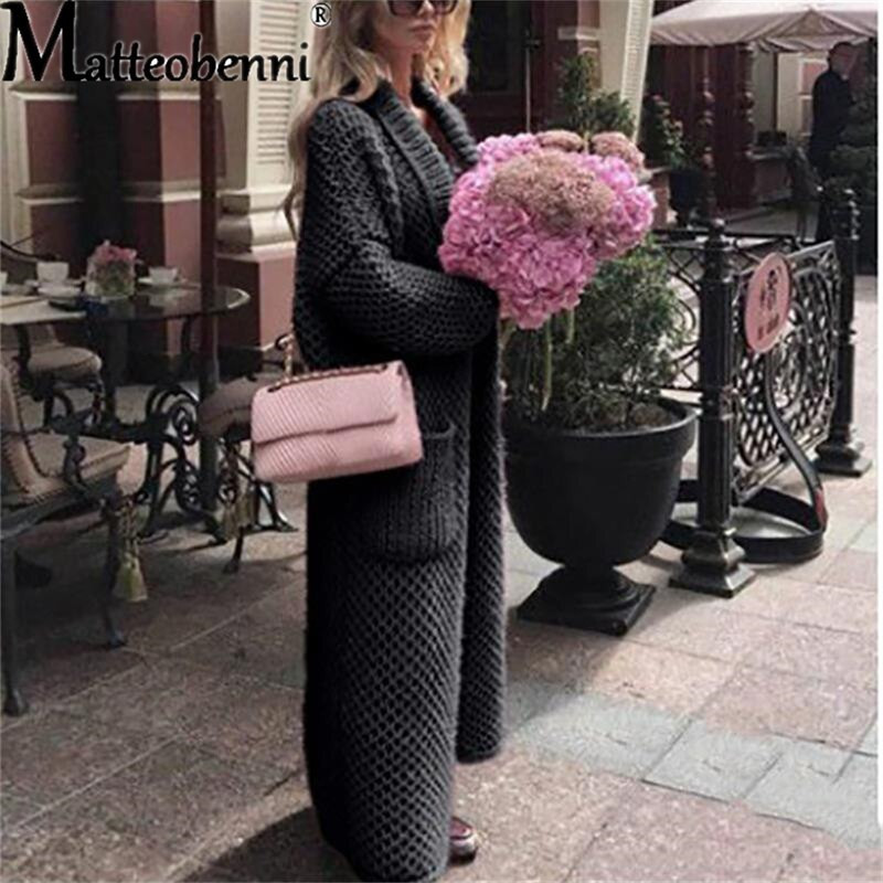 Γυναικείες ζακέτες μονόχρωμες μακρυμάνικο πλεξούδα πλεκτό παλτό πουλόβερ Παλτό Φαρδύ casual γυναικεία μάξι πουλόβερ