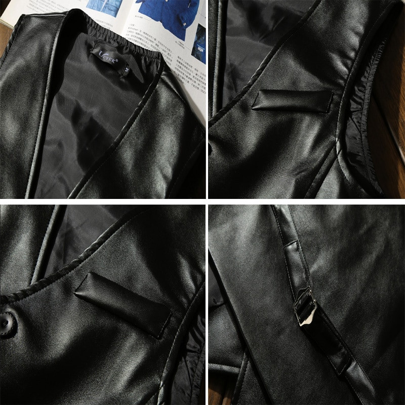 DIMUSI Φθινοπωρινά Ανδρικά Γιλέκα Παλτό Μόδα PU Δερμάτινα Αμάνικα Μπουφάν Casual Outwear Biker Δερμάτινα γιλέκα Ανδρικά ρούχα
