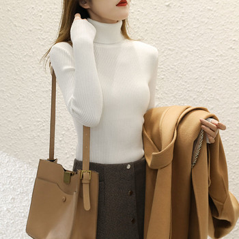 Γυναικείο πουλόβερ με ζιβάγκο 2021 Φθινοπωρινές χειμερινές μπλούζες Κορεάτικες λεπτές γυναικείες μπλούζες πουλόβερ πλεκτό πουλόβερ Pull Femme μπλούζες Slim