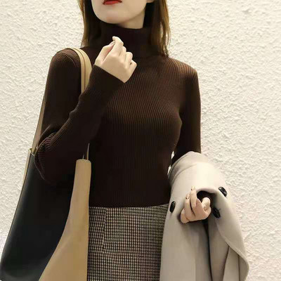Γυναικείο πουλόβερ με ζιβάγκο 2021 Φθινοπωρινές χειμερινές μπλούζες Κορεάτικες λεπτές γυναικείες μπλούζες πουλόβερ πλεκτό πουλόβερ Pull Femme μπλούζες Slim