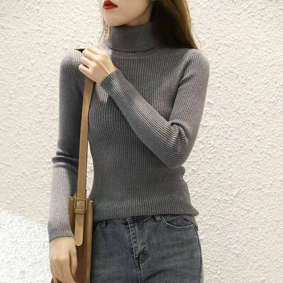 Γυναικείο πουλόβερ με ζιβάγκο 2021 Φθινοπωρινές χειμερινές μπλούζες Κορεάτικες λεπτές γυναικείες μπλούζες πουλόβερ πλεκτό πουλόβερ Pull Femme μπλούζες Slim