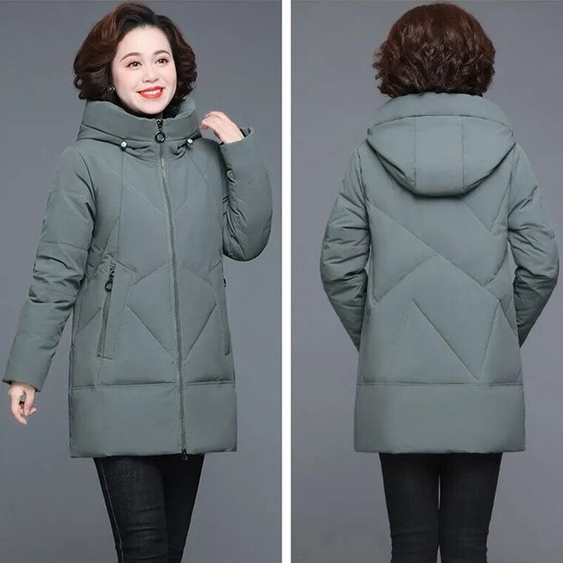Téli női kabát 2022 középkorú anya új pamut bélelt kabát, hosszú kapucnis Parkas 6XL női szélálló bő meleg felsőruházat