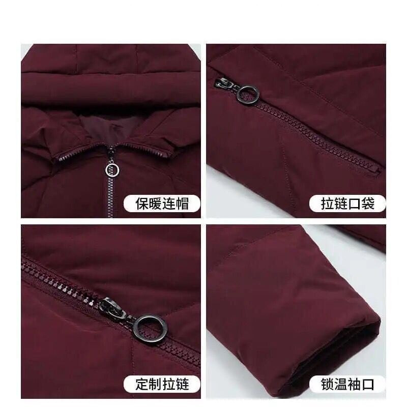 Téli női kabát 2022 középkorú anya új pamut bélelt kabát, hosszú kapucnis Parkas 6XL női szélálló bő meleg felsőruházat