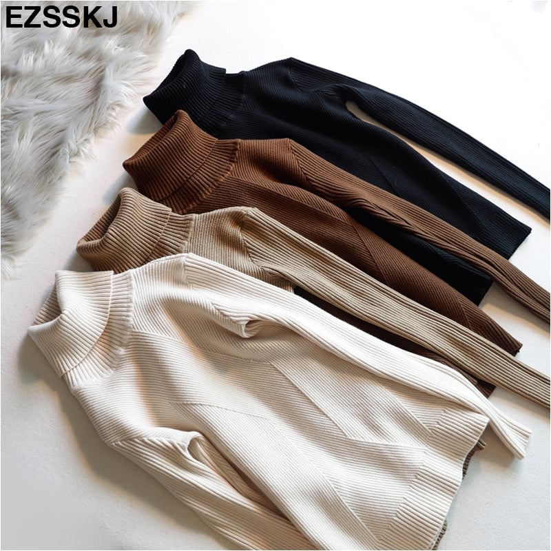 κομψό Φθινοπωρινό χειμώνα χοντρό πουλόβερ πουλόβερ Γυναικεία μακρυμάνικα casual ζεστό βασικό ζιβάγκο Πουλόβερ γυναικείο πλεκτό πουλόβερ μπλούζα