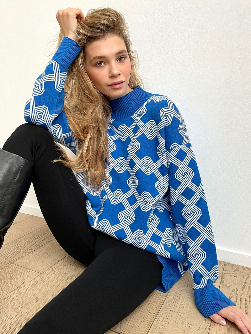 Fatika női színlelt nyakú pulóver Stílusos pulóverek, divat 2022 ősz, női alkalmi kötött pulóverek téli ruházat