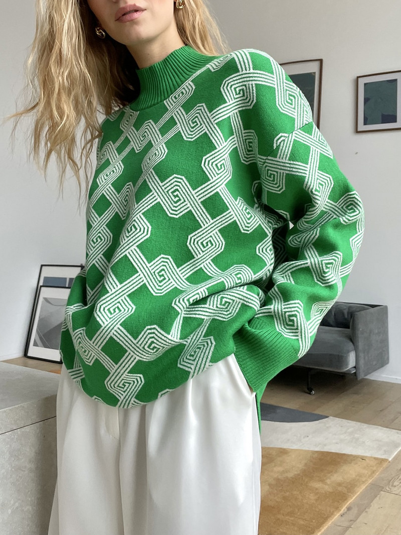 Fatika női színlelt nyakú pulóver Stílusos pulóverek, divat 2022 ősz, női alkalmi kötött pulóverek téli ruházat