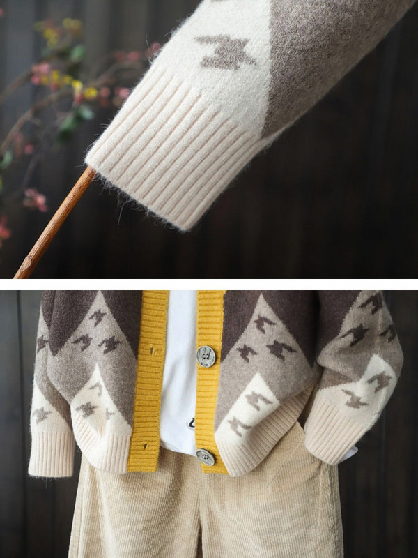 Krāsai atbilstoša trikotāžas jaciņa sieviešu korejiešu džempera mētelis ar garu pogu, populārs retro stila elegants modes jakas mētelis