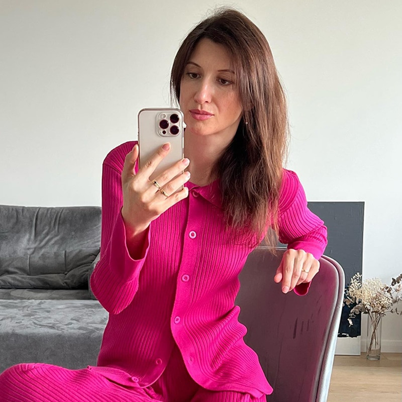 Seksīgi trikotāžas 2 daļiņu komplekti Sieviešu tērpi Ikdienas ielas apģērbs Treniņtērps jakas, platas bikses, trikotāžas divdaļīgs komplekts sievietēm 2022. g.