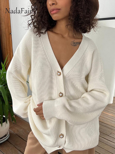 Nadafair Milti rakstains jaciņš sieviešu modes lielizmēra ziemas džemperis rudens brīvs ikdienišķs lielizmēra trikotāžas jaciņš Muje