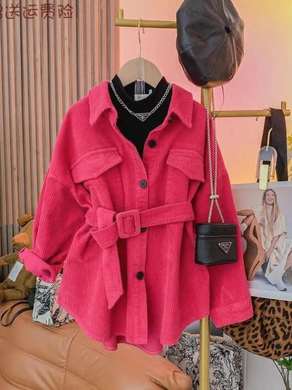 2022-es divat baba lány kordbársony ing kabát hosszú derékövvel Gyermek tavaszi őszi kabát lányok felsőruházat kabátok ruhák 3-9 éves korig