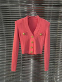 Kiváló minőségű női divat tavaszi vintage elegáns, édes, aranyos gombos V-nyakú, sztreccs vastag jégselyem kötött kardigán pulóver felső