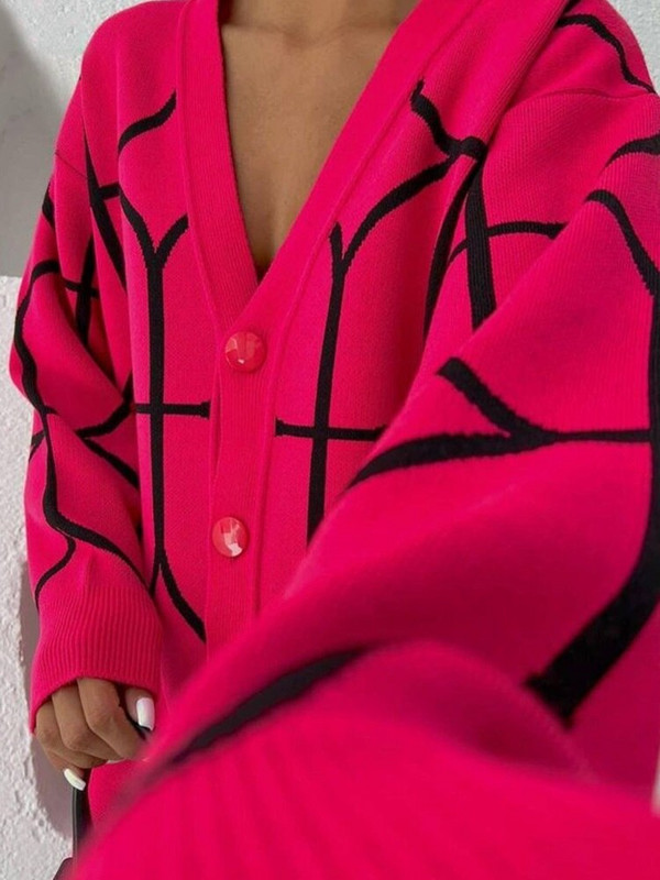 Kötött női kardigán narancssárga V-nyakú, egysoros, bő női kardigánok 2022 őszi téli alkalmi meleg, hosszú ujjú női pulóver