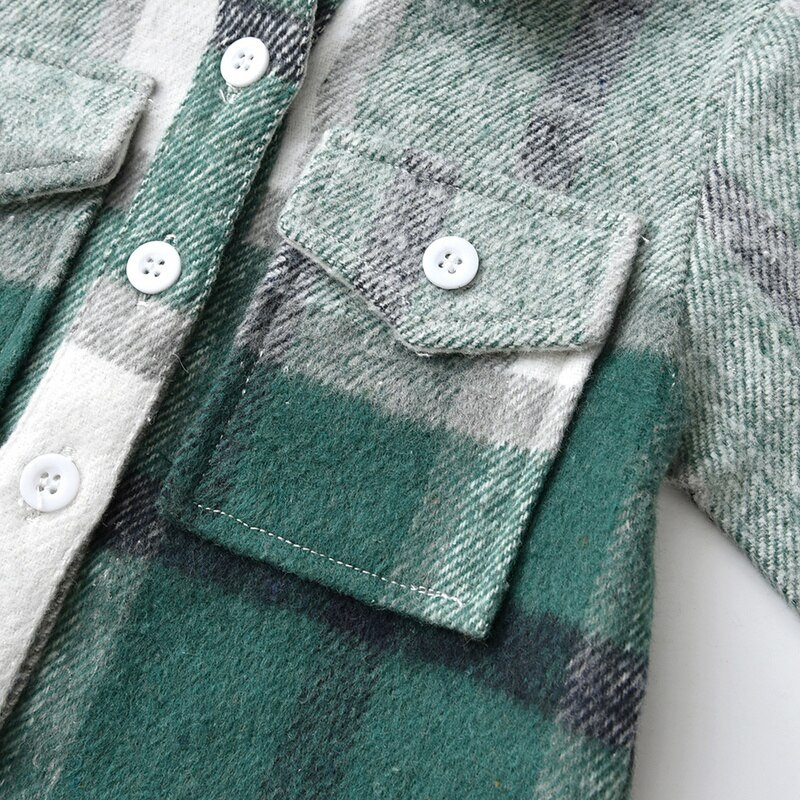 tops un tops Pavasaris Rudens Jauni Bērni Zēni Meitenes Ikdienišķa Jaka Mēteļi Bērniem Ar garām piedurknēm pogas Plaidi Topi Toddler Virsdrēbes