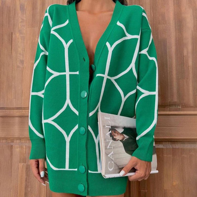 Sieviešu trikotāžas jaka, 2022. gada sieviešu, gara, zaļa V veida kakla izgriezuma rombs, brīvs sieviešu džemperis, ikdienas silts sieviešu jakas ar garām piedurknēm, rudens