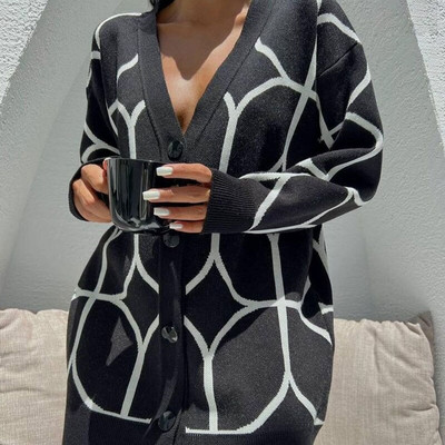 Sieviešu trikotāžas jaka, 2022. gada sieviešu, gara, zaļa V veida kakla izgriezuma rombs, brīvs sieviešu džemperis, ikdienas silts sieviešu jakas ar garām piedurknēm, rudens