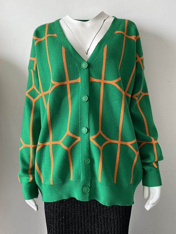 Sieviešu trikotāžas jaka, 2022. gada sieviešu, gara, zaļa V veida kakla izgriezuma rombs, brīvs sieviešu džemperis, ikdienas silts sieviešu jakas ar garām piedurknēm, rudens