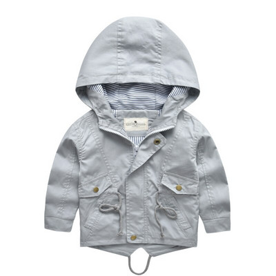 Για 2-9 ετών Βρεφικό μπουφάν Παιδικό παλτό με κουκούλα Αντιανεμικό βαμβακερό εξωτερικά ρούχα Άνοιξη φθινόπωρο καθημερινά ρούχα μονόχρωμα Παιδικά