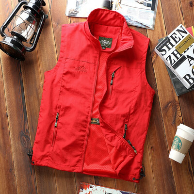 Καλοκαιρινό φθινόπωρο Casual ανδρικό γιλέκο Λεπτό αναπνεύσιμο γιλέκο πολλαπλών τσέπης φωτογραφικό Tactical αμάνικο μπουφάν Plus Size 6XL