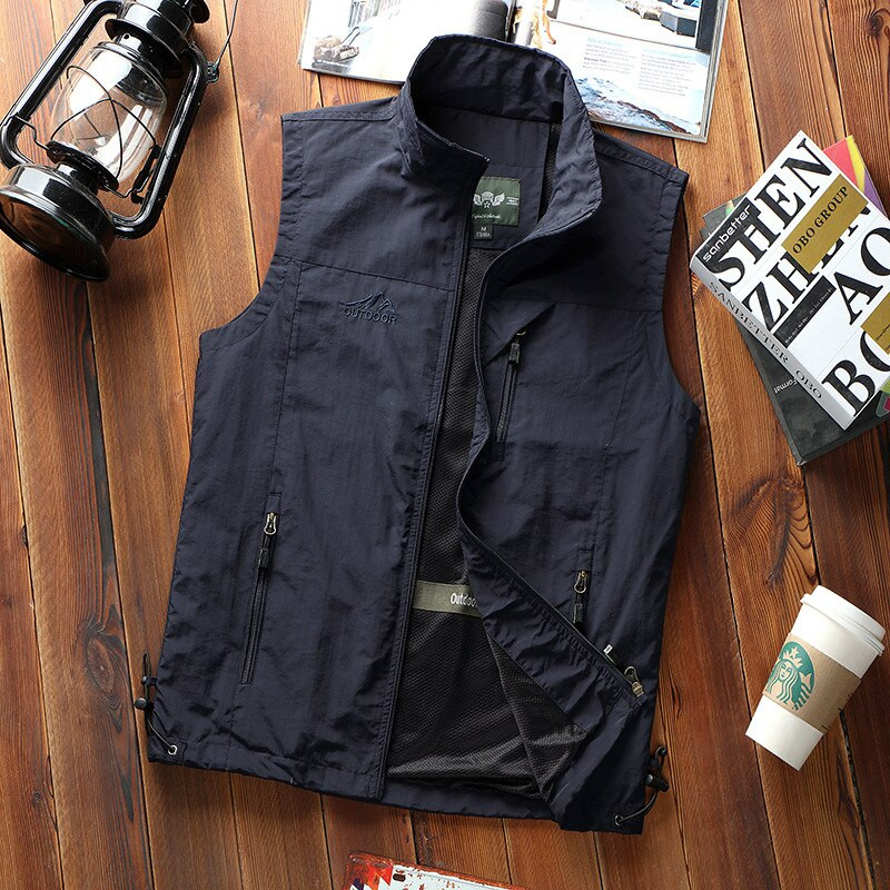 Καλοκαιρινό φθινόπωρο Casual ανδρικό γιλέκο Λεπτό αναπνεύσιμο γιλέκο πολλαπλών τσέπης φωτογραφικό Tactical αμάνικο μπουφάν Plus Size 6XL