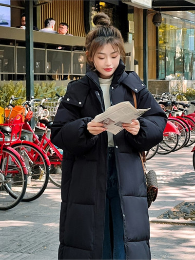 Χοντρό γυναικείο τζάκετ Πάρκα -30 μοιρών Χειμερινό μακρύ κάτω μπουφάν πάνω από το γόνατο Γυναικείο φαρδύ χειμωνιάτικο μπουφάν με κουκούλα A08D