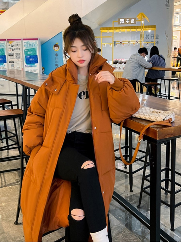 Χοντρό γυναικείο τζάκετ Πάρκα -30 μοιρών Χειμερινό μακρύ κάτω μπουφάν πάνω από το γόνατο Γυναικείο φαρδύ χειμωνιάτικο μπουφάν με κουκούλα A08D