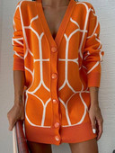 Sieviešu trikotāžas džemperis ar apdruku, zaļš V veida kakla izgriezums ar garām piedurknēm, brīvs trikotāžas apģērbs sievietēm 2022. gada ikdienas modes džemperi