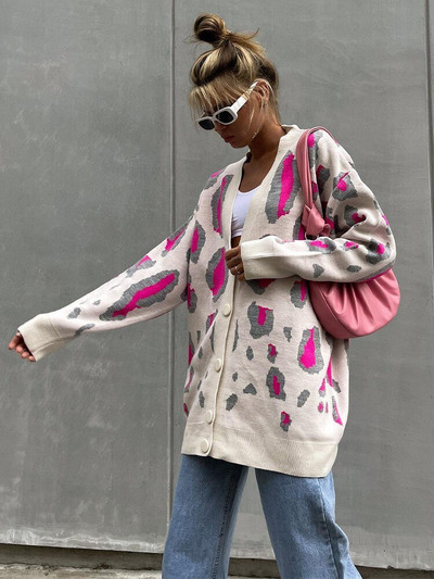 Sieviešu trikotāžas džemperis ar apdruku, zaļš V veida kakla izgriezums ar garām piedurknēm, brīvs trikotāžas apģērbs sievietēm 2022. gada ikdienas modes džemperi