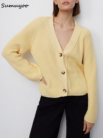 Sumuyoo Cropped Cardigan Γυναικεία λαιμόκοψη με λαιμόκοψη Φαρδιά πλεκτή ζακέτα μακρυμάνικα πουλόβερ Γυναικεία ζεστά φθινοπωρινά χειμωνιάτικα πράσινα μπλουζάκια