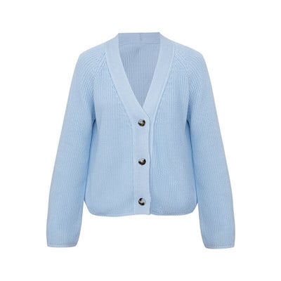 Sumuyoo Vágott kardigán női V-nyakú, laza kötött kardigán hosszú ujjú pulóverek női meleg őszi téli zöld felsők