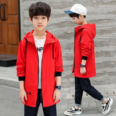 Jakna s kapuljačom za dječake Jesen Zima Uzorci trenčkota Duga vjetrovka Tide Tinejdžerska dječja jesenska odjeća Dječji kaput 2-14 godina