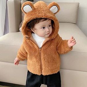 Cute Bear Λούτρινο Βρεφικό Μπουφάν Νέο Φθινοπωρινό Χειμωνιάτικο Ζεστό Παλτό για Κορίτσια Κοστούμι χιονιού με κουκούλα Παιδικά πανωφόρια 1 2 3 4 5 ετών