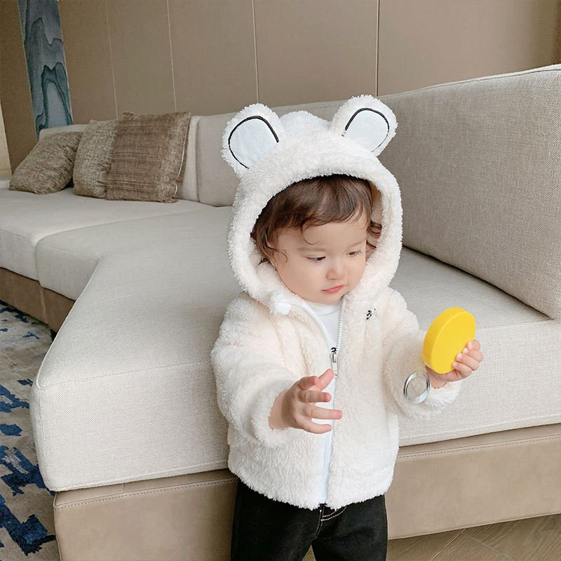 Cute Bear Λούτρινο Βρεφικό Μπουφάν Νέο Φθινοπωρινό Χειμωνιάτικο Ζεστό Παλτό για Κορίτσια Κοστούμι χιονιού με κουκούλα Παιδικά πανωφόρια 1 2 3 4 5 ετών
