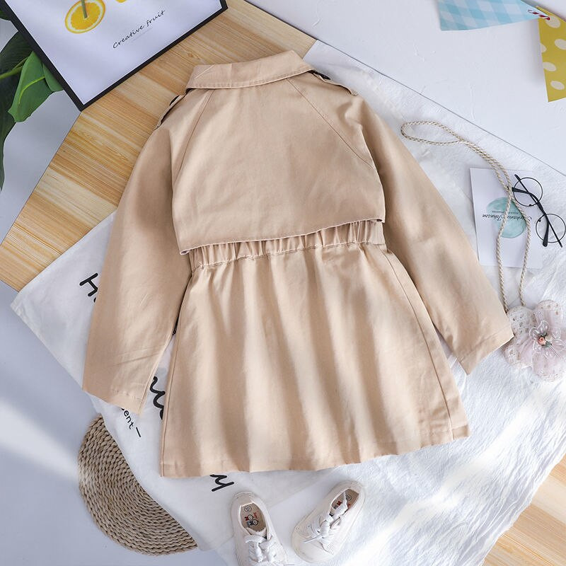 Anglijas stils Pavasaris Rudens Kokvilna Meitene Toddler Trench kids Vējjaka Mode Maza Meitene Divrindu jakas tērpi