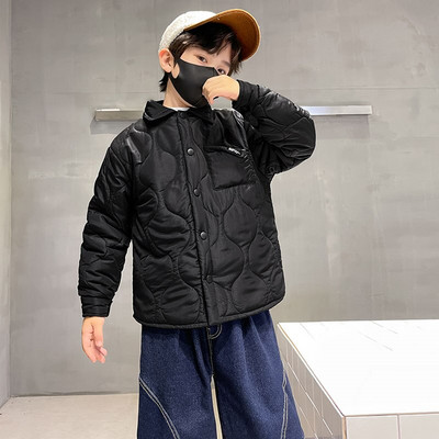 Jesen Zima Pamučne jakne za dječake Kaki plavo crne boje Nove modne korejske ležerne majice s jednim kopčanjem Dječja debela gornja odjeća