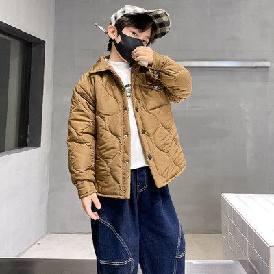 Jesen Zima Pamučne jakne za dječake Kaki plavo crne boje Nove modne korejske ležerne majice s jednim kopčanjem Dječja debela gornja odjeća