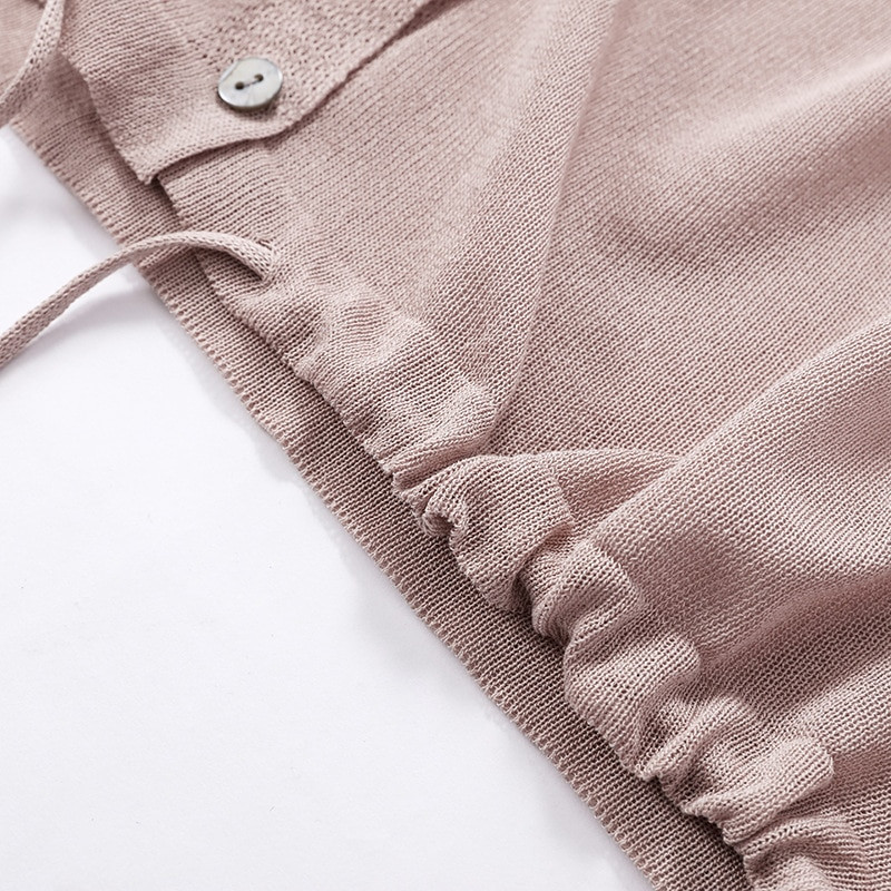 Plāns džemperis ar kapuci Sieviešu zīda lins pavasara vasaras mežģīnes ar V veida kakla izgriezumu, īss dizains brīvs apmetnis jakas Virsdrēbes sieviešu