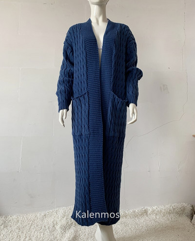 Sieviešu džemperis ar džemperi, 2022. gada silts džemperis, rudens, ziemas, zaļa, tamborēta, gara jaka.