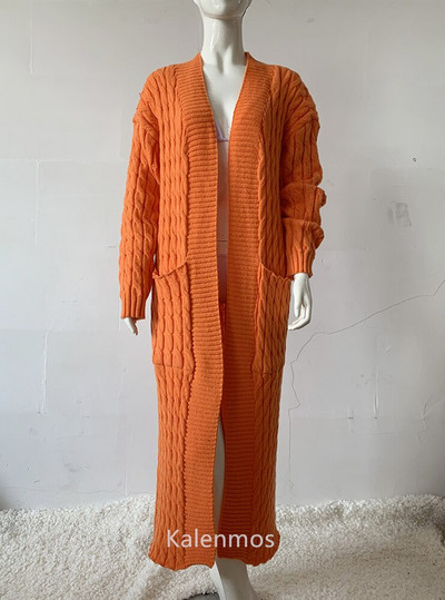 Sieviešu džemperis ar džemperi, 2022. gada silts džemperis, rudens, ziemas, zaļa, tamborēta, gara jaka.