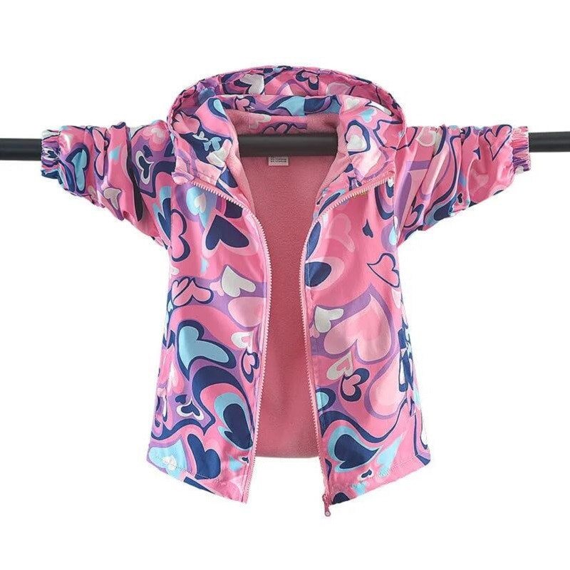 Pavasaris Rudens Bērnu Apģērbs Meiteņu Jakas Toddler Āra Sporta Kapuči Ūdensizturīgs Flīss Silts Virsdrēbes Mētelis bērniem