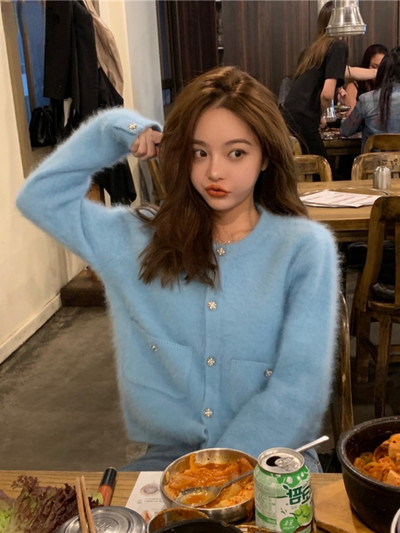 Woherb elegants kašmira apgriezts džemperis, trikotāžas džemperis, sieviešu Kawaii sieviešu ielu apģērbs ar pogu uz augšu Solid Kardigany Damski