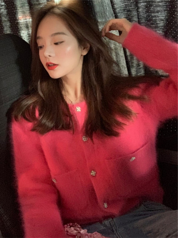 Woherb elegants kašmira apgriezts džemperis, trikotāžas džemperis, sieviešu Kawaii sieviešu ielu apģērbs ar pogu uz augšu Solid Kardigany Damski