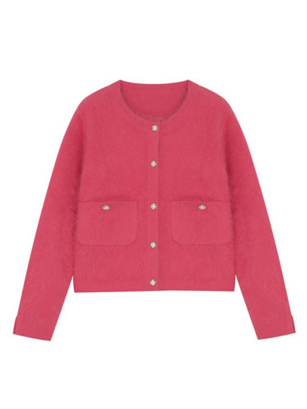 Woherb elegants kašmira apgriezts džemperis, trikotāžas džemperis, sieviešu Kawaii sieviešu ielu apģērbs ar pogu uz augšu Solid Kardigany Damski