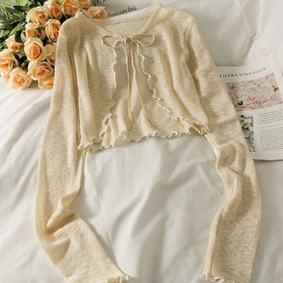 KOSAHIKI Γυναικείο λεπτό παλτό casual φιόγκο καλοκαιρινά ρούχα προστασίας από τον ήλιο Γυναικεία ζακέτα πουκάμισο Lolita Covers Μπλούζα Γυναικεία Blusa